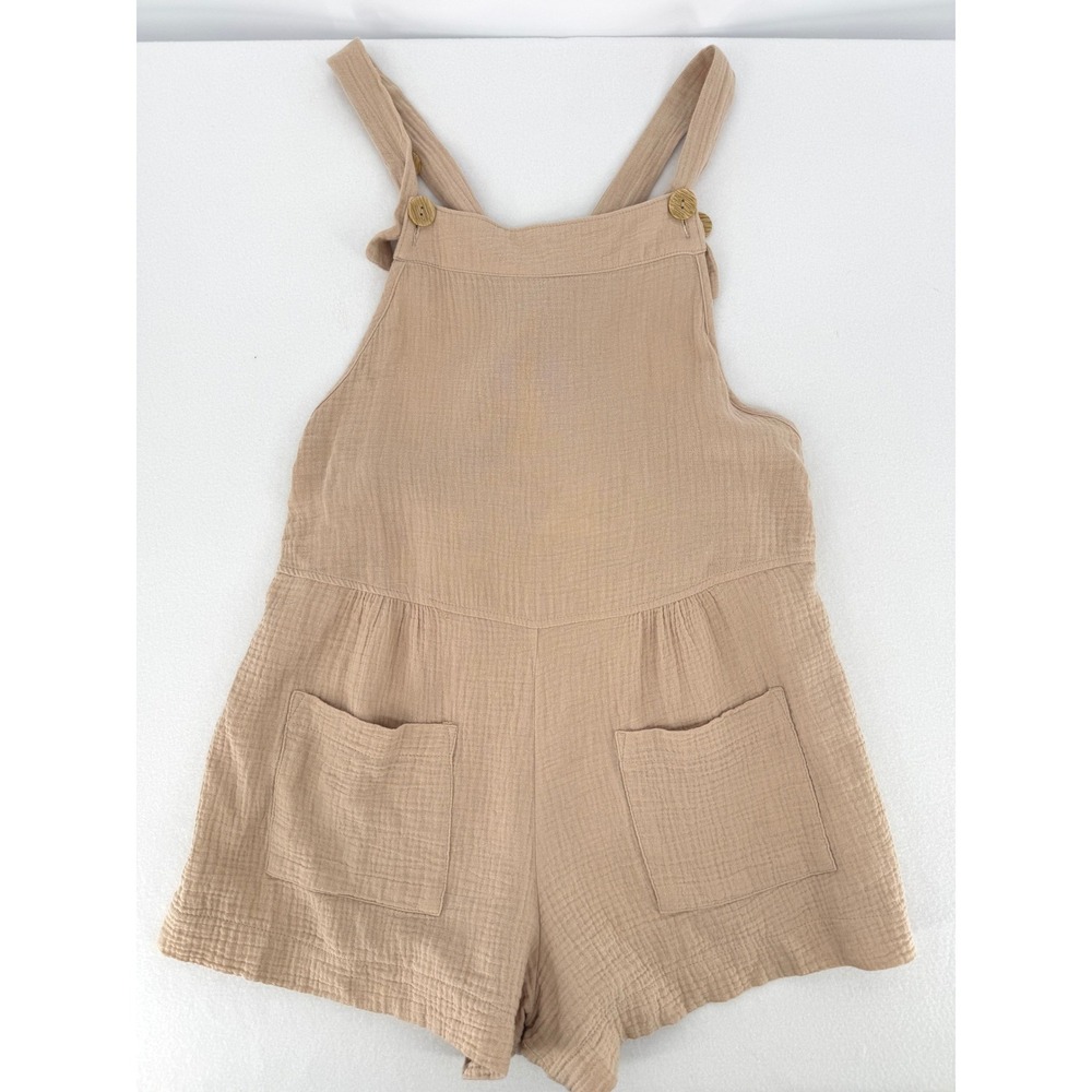 Ces Femme Romper Women S Beige Gauze Cotton Overall Shorts Jumpsuit